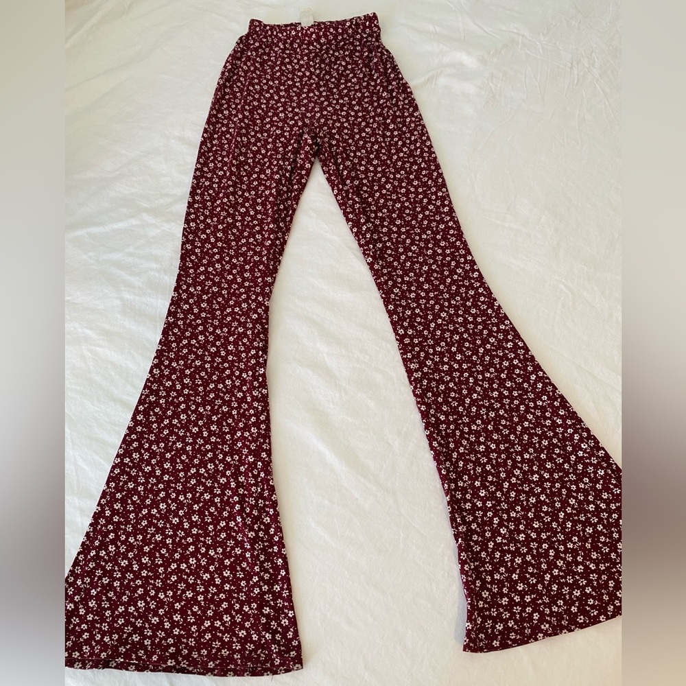 Windsor Maroon Floral Flare Pants